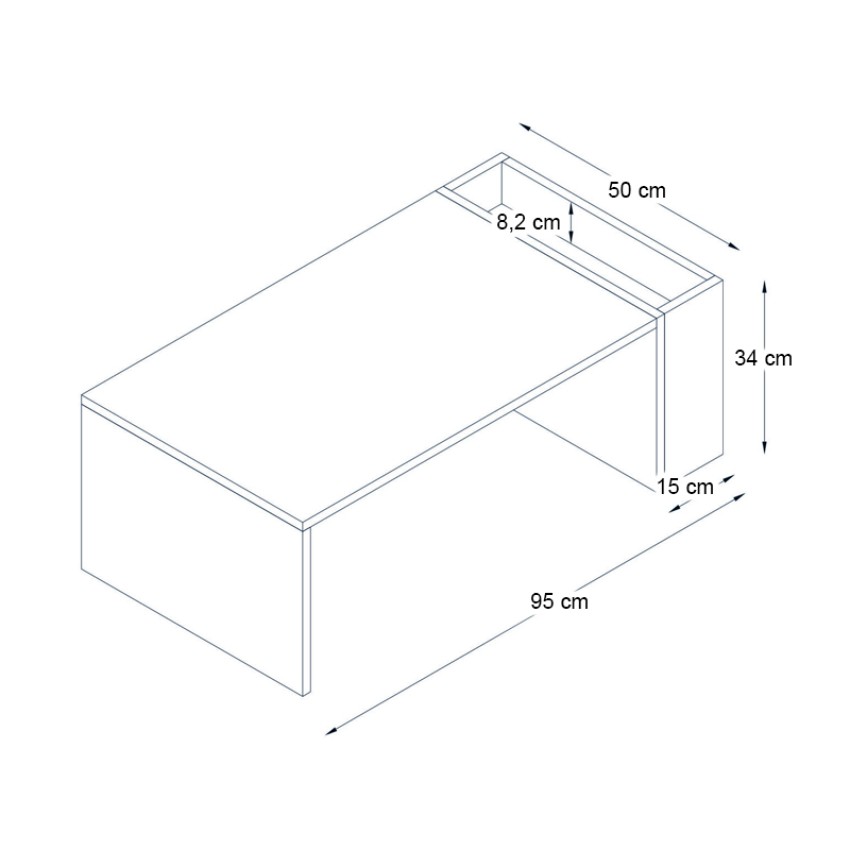 Τραπεζάκι σαλονιού View από μελαμίνη χρώμα λευκό - καρυδί 95x50x34εκ.