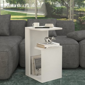 Τραπεζάκι βοηθητικό Rosana από μελαμίνη χρώμα λευκό 35x29,5x60εκ.