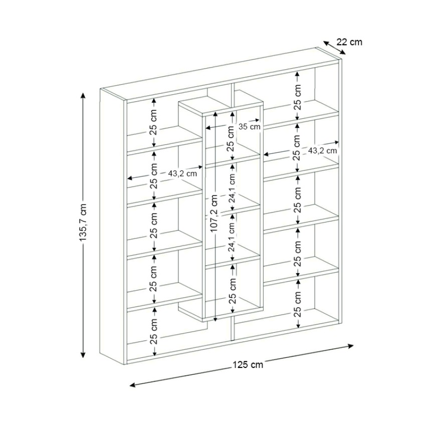 Βιβλιοθήκη μελαμίνης Ample χρώμα λευκό 125x22x135,7εκ.