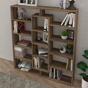 Βιβλιοθήκη μελαμίνης Ample χρώμα καρυδί 125x22x135,7εκ.