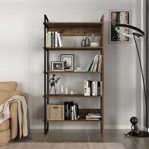 Βιβλιοθήκη μελαμίνης Cecilia χρώμα καπνιστή καρυδιά 91,8x34,8x180εκ.