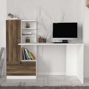 Γραφείο εργασίας Domingo από μελαμίνη χρώμα λευκό - καρυδί 149,5x60x120εκ. Γραφείο εργασίας Domingo από μελαμίνη χρώμα λευκό - καρυδί 149,5x60x120εκ.