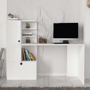 Γραφείο εργασίας Domingo από μελαμίνη χρώμα λευκό 149,5x60x120εκ.