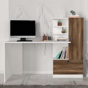 Γραφείο εργασίας Merino από μελαμίνη χρώμα λευκό - καρυδί 149,5x61,8x120εκ.