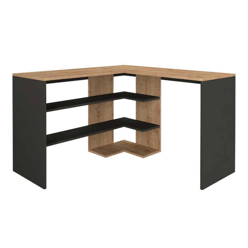 Γραφείο εργασίας Stylo από μελαμίνη χρώμα sapphire oak -  ανθρακί 120x120x73,8εκ.