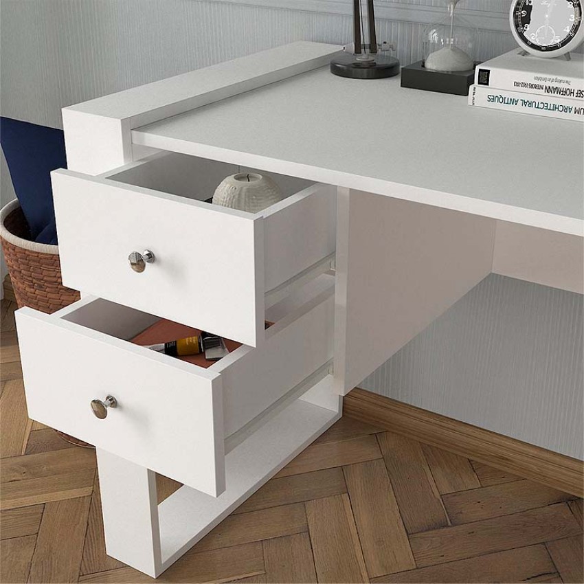 Γραφείο εργασίας Fernando από μελαμίνη χρώμα λευκό 158,4x60x72,2εκ.