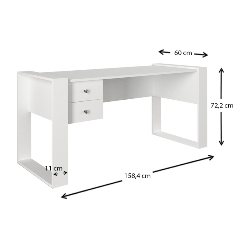 Γραφείο εργασίας Fernando από μελαμίνη χρώμα λευκό 158,4x60x72,2εκ.