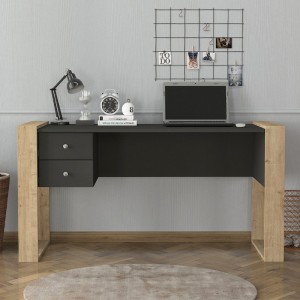 Γραφείο εργασίας Fernando χρώμα ανθρακί - sapphire oak 158,4x60x72,2εκ.
