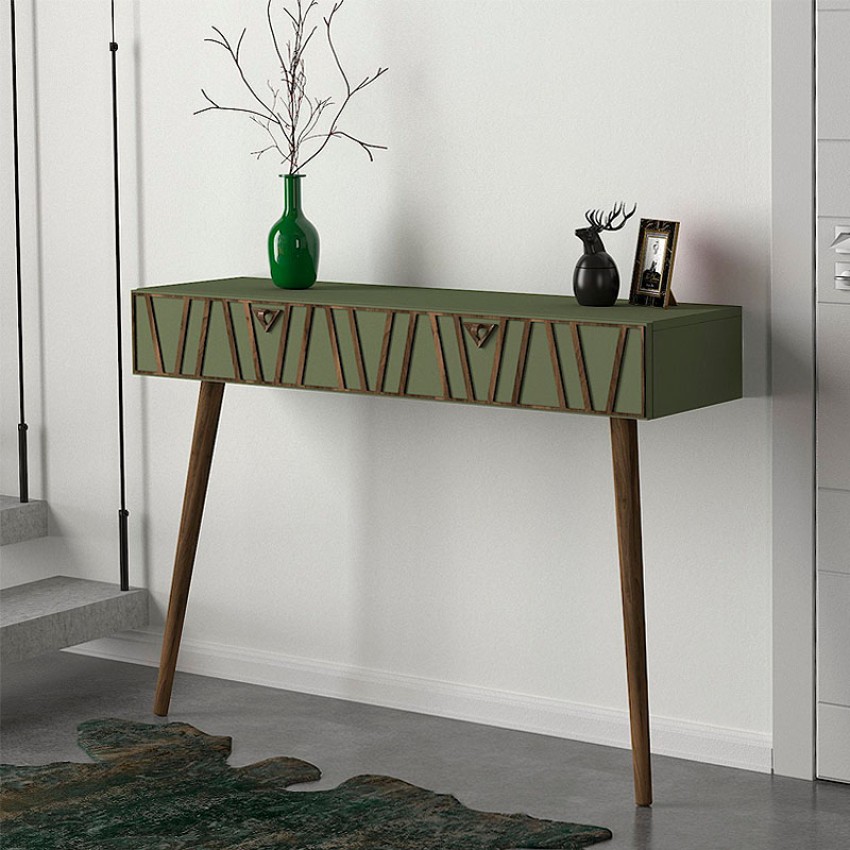 Κονσόλα επιτοίχια Forest χρώμα λαδί - καρυδί 120x35x89,3εκ.