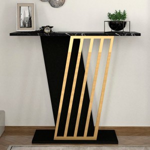 Κονσόλα μελαμίνης Gravity χρώμα μαύρο εφέ μαρμάρου - χρυσό 90x29,6x76,8εκ.