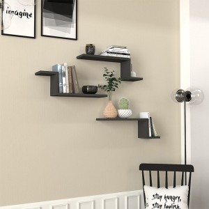 Ραφιέρα τοίχου Lowa 3 τεμαχίων χρώμα ανθρακί 57,7x14,5x18εκ.