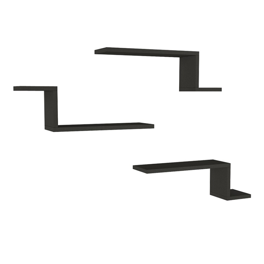 Ραφιέρα τοίχου Lowa 3 τεμαχίων χρώμα ανθρακί 57,7x14,5x18εκ.