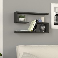 Ραφιέρα τοίχου Jenika 2 τεμαχίων χρώμα ανθρακί 60x14,5x18εκ.