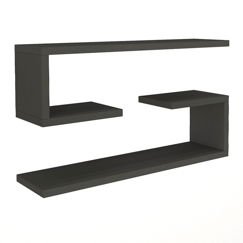 Ραφιέρα τοίχου Jenika 2 τεμαχίων χρώμα ανθρακί 60x14,5x18εκ.