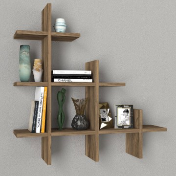 Ραφιέρα τοίχου Juke από μελαμίνη χρώμα καρυδί 81,8x18x80εκ.