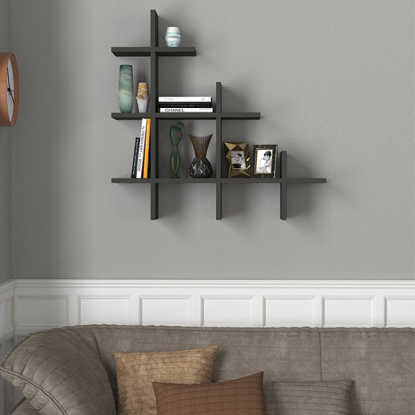 Ραφιέρα τοίχου Juke χρώμα ανθρακί 81,8x18x80εκ.