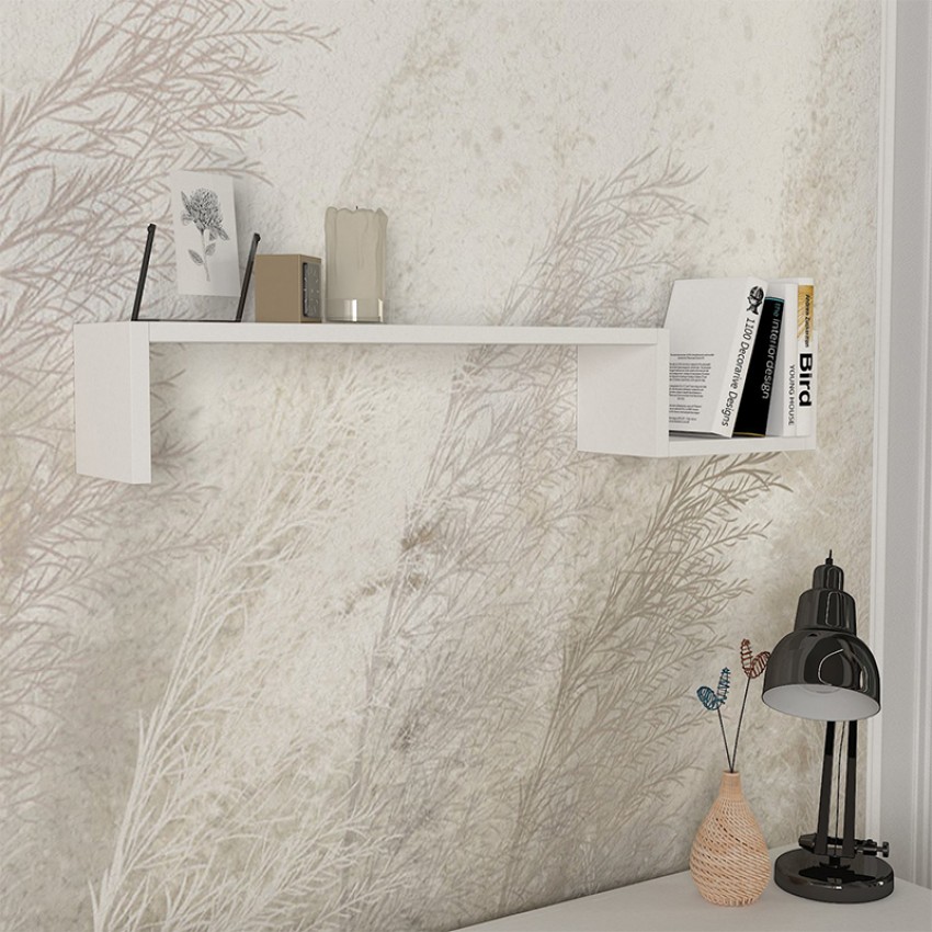 Ραφιέρα τοίχου Happy από μελαμίνη χρώμα λευκό 87,4x14,5x14,5εκ.