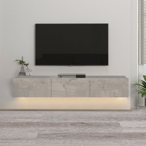 Έπιπλο τηλεόρασης επιτοίχιο Damla με LED χρώμα λευκό εφέ μαρμάρου 180x29,5x29,5εκ.