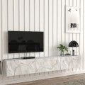 Έπιπλο τηλεόρασης επιτοίχιο Damla με LED χρώμα λευκό εφέ μαρμάρου 180x29,5x29,5εκ.