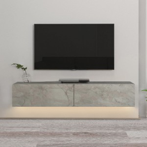 Έπιπλο τηλεόρασης επιτοίχιο Aristo με LED χρώμα λευκό εφέ μαρμάρου 135x31,6x25εκ.