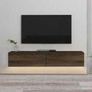 Έπιπλο τηλεόρασης επιτοίχιο Aristo με LED χρώμα καρυδί 135x31,6x25εκ.