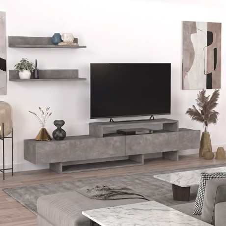 Έπιπλο Τηλεόρασης Nirvana Γκρι Σκυροδέματος 180x31,3x41,7εκ.