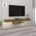 Έπιπλο τηλεόρασης επιτοίχιο Albares με LED χρώμα καρυδί 150x29,6x22εκ.