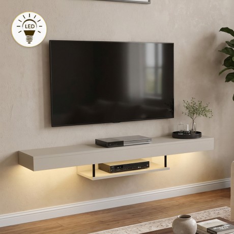 Έπιπλο Τηλεόρασης Επιτοίχιο Albares με LED Sandstone 150x29,6x22εκ.