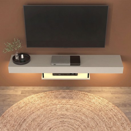 Έπιπλο Τηλεόρασης Επιτοίχιο Albares με LED Sandstone 150x29,6x22εκ.