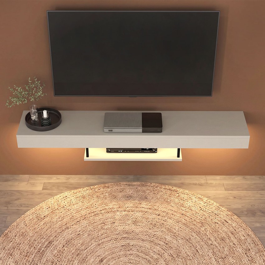 Έπιπλο Τηλεόρασης Επιτοίχιο Albares με LED Sandstone 150x29,6x22εκ.