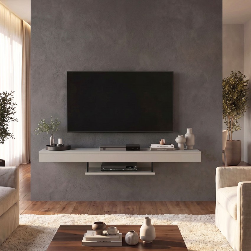 Έπιπλο Τηλεόρασης Επιτοίχιο Albares με LED Sandstone 150x29,6x22εκ.