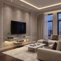 Έπιπλο Τηλεόρασης Επιτοίχιο Albares με LED Sandstone 150x29,6x22εκ.