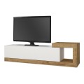 Έπιπλο τηλεόρασης επιτοίχιο Volare χρώμα λευκό - sapphire oak 150x29,6x38,6εκ.