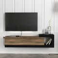 Έπιπλο τηλεόρασης επιτοίχιο Volare χρώμα καρυδί - μαύρο 150x29,6x38,6εκ.