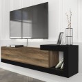 Έπιπλο τηλεόρασης επιτοίχιο Volare χρώμα καρυδί - μαύρο 150x29,6x38,6εκ.