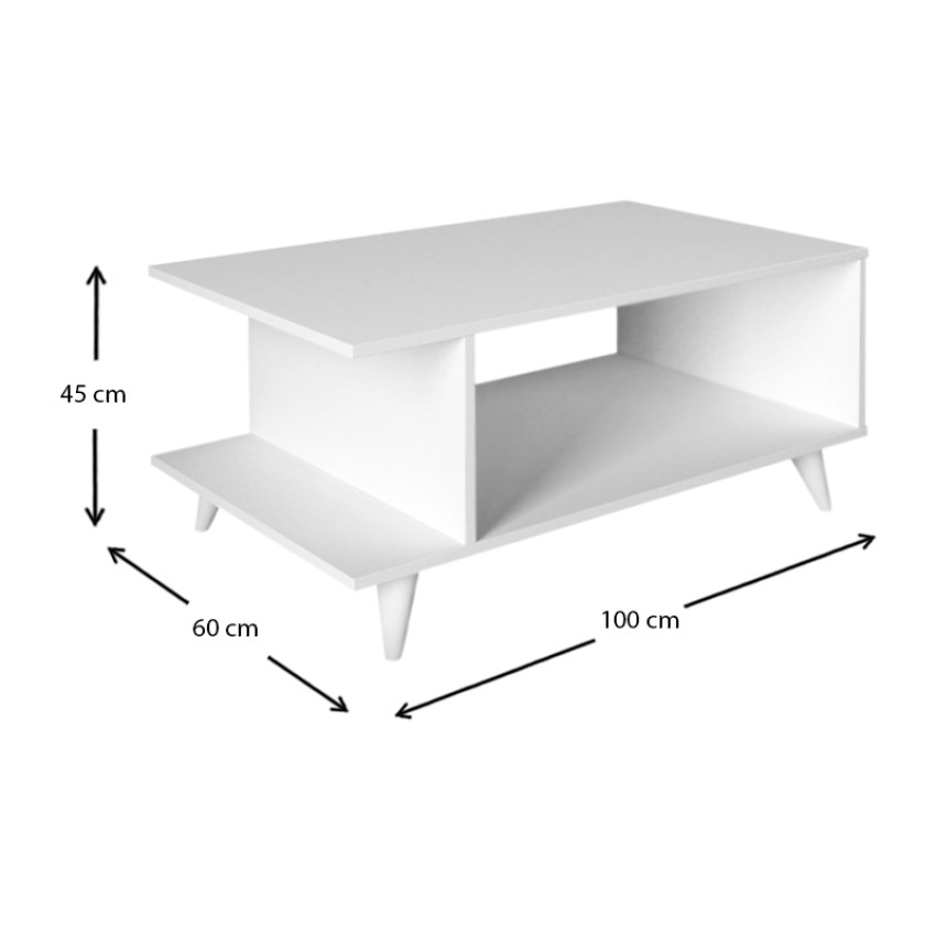 Τραπεζάκι σαλονιού Titus από μελαμίνη χρώμα λευκό 100x60x45εκ.