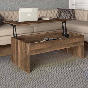 Τραπεζάκι σαλονιού Devon με σερβιτόρο από μελαμίνη χρώμα καρυδί 110x60x44,8εκ.