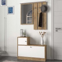 Έπιπλο εισόδου Galina από μελαμίνη χρώμα sapphire oak - λευκό 91,8x27x70εκ.