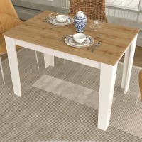 Τραπέζι μελαμίνης Darlen χρώμα λευκό - sapphire oak 110x72x74εκ.