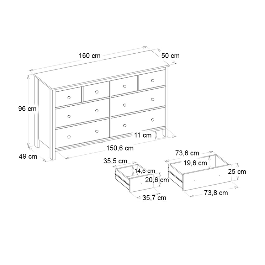 Συρταριέρα - Μπουφές Sabina χρώμα sepet oak 160x50x96εκ.
