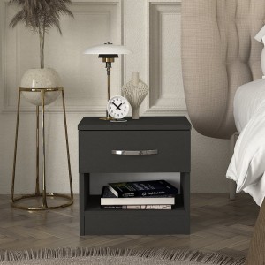 Κομοδίνο μελαμίνης Lube χρώμα ανθρακί 40x28,2x40εκ.