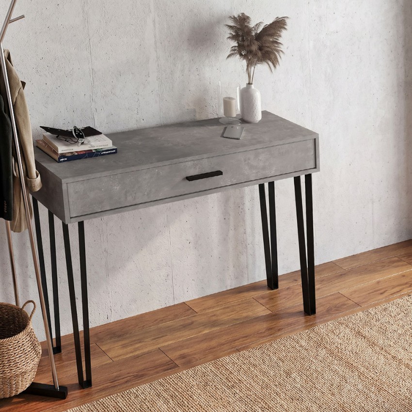 Κονσόλα Rochel χρώμα γκρι σκυροδέματος 120x35x89,8εκ.
