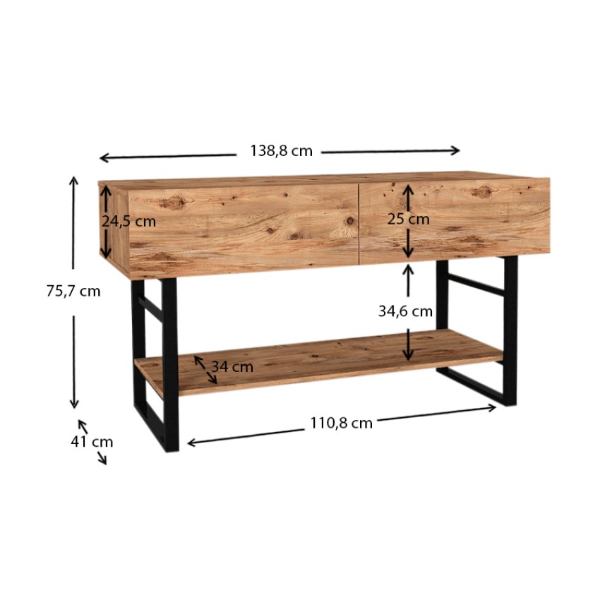 Κονσόλα μελαμίνης Aron χρώμα atlantic pine 138,8x41x75,7εκ.