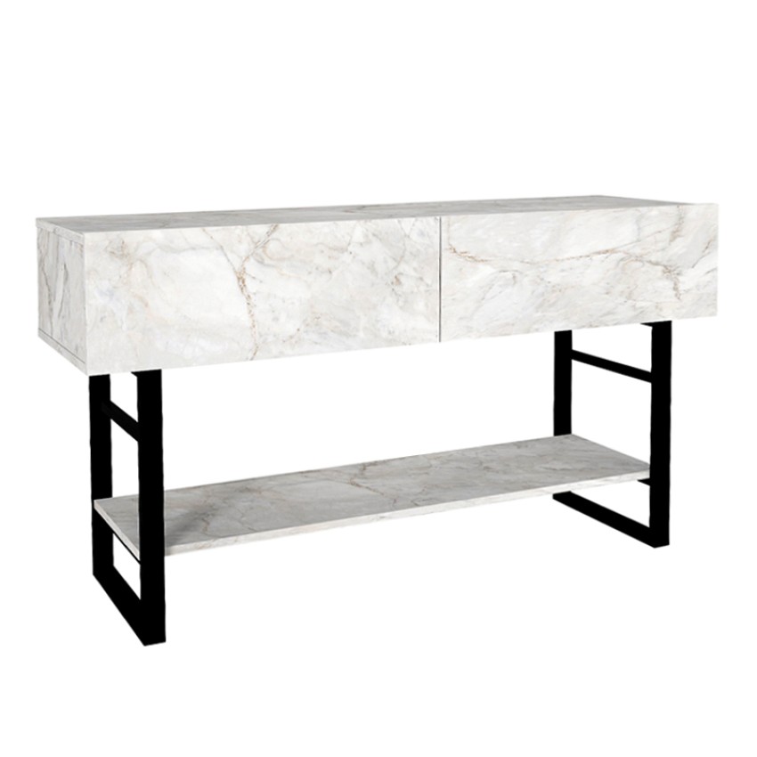 Κονσόλα Aron χρώμα λευκό εφέ μαρμάρου 138,8x41x75,7εκ.