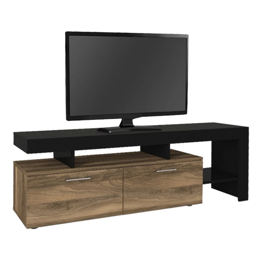 Έπιπλο τηλεόρασης Acnes χρώμα μαύρο - καρυδί 160x40x53εκ.