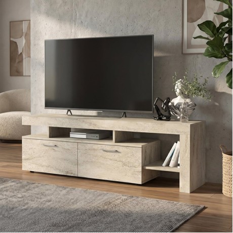 Έπιπλο Τηλεόρασης Acnes Χρώμα Travertine 160x40x53εκ.