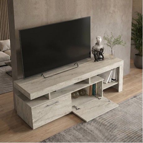 Έπιπλο Τηλεόρασης Acnes Χρώμα Travertine 160x40x53εκ.