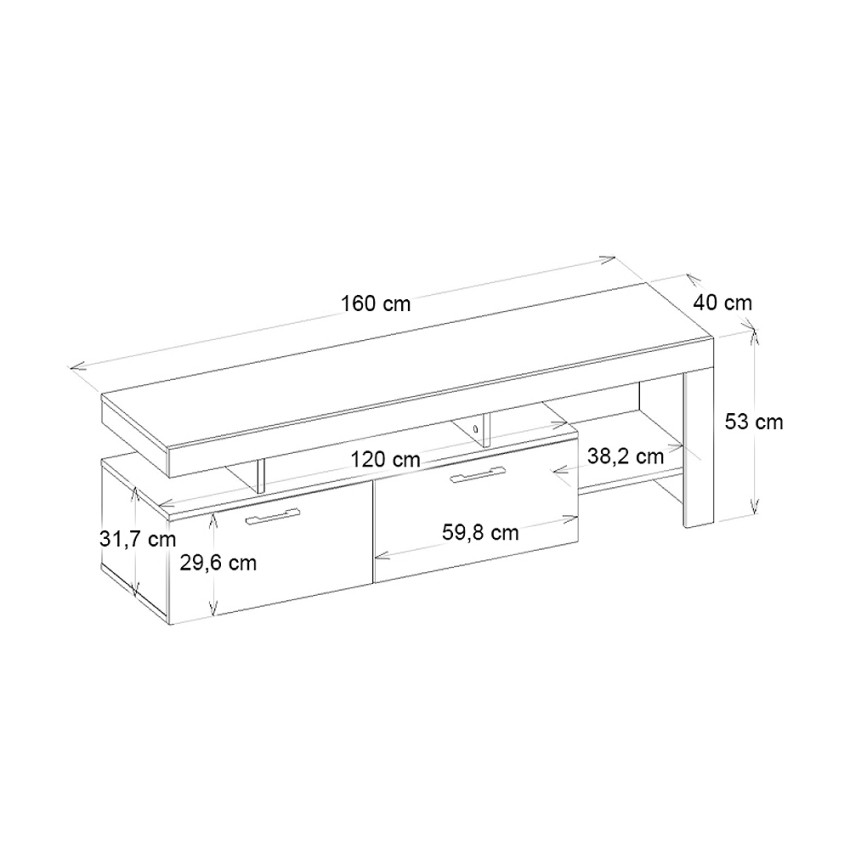 Έπιπλο τηλεόρασης Acnes γκρι σκυροδέματος 160x40x53 εκ. με ντουλάπια και ράφια
