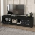 Έπιπλο τηλεόρασης Davin χρώμα μαύρο - μαύρο εφέ μαρμάρου 180x40x47εκ.