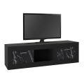 Έπιπλο τηλεόρασης Davin χρώμα μαύρο - μαύρο εφέ μαρμάρου 180x40x47εκ.